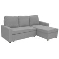 LUMEN  3 SEATER MODULAR FABRIC  SOFA BED WITH STORAGE AND LEFT CHAISE - LIGHT GREY