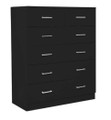 MUNICH 6 DRAWERS TOP SPLIT (2 OVER 4) LAMINATED TALLBOY - 1050(H) x 850(W) - BLACK