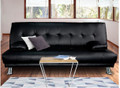 LEEBRAND  3 SEATER LEATHERETTE  SOFA BED  -  BLACK