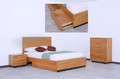 TUSCANY SINGLE OR KING SINGLE 3 PIECE BEDROOM SUITE WITH SIDE DRAWER BOX - WORMY CHESTNUT