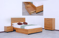 TUSCANY KING 3 PIECE BEDSIDE BEDROOM SUITE WITH SIDE DRAWER BOX - WORMY CHESTNUT