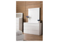 ROGAN 6 DRAWER DRESSING TABLE CHEST WITH MIRROR - (LS-718TB) - 860/900(H) x 1200(W) - HIGH GLOSS WHITE