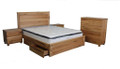 MONTANA (AUSSIE MADE) QUEEN 3 PIECE BEDROOM SUITE (WITH SIDE STORAGE DRAWERS) -  ASSORTED STAINED COLOURS