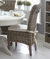 DELAN RATTAN / HARDWOOD DINING CHAIR WITH TIE-ON CUSHION - GREY