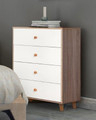 FANTASTICAL / ACACIA 4 DRAWER TALLBOY - WHITE/OAK