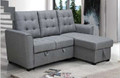 AURORE 2 SEATER FABRIC SOFA BED WITH REVERSIBLE STORAGE CHAISE - GREY