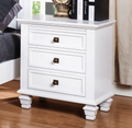 FLORENCE 3 DRAWER BEDSIDE TABLE - 700(H) x 600(W) x 430(D) - WHITE