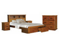 MERCED QUEEN 4 PIECE (TALLBOY) BEDROOM SUITE - ANTIQUE OAK