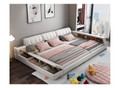 KING + LONG SINGLE WRIGLEY 100% LEATHER / LEATHERETTE COMBINATION BED (MODEL:A2035) - ASSORTED COLOURS