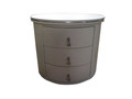 STETTLER 3 DRAWER LEATHERETTE ROUND BEDSIDE TABLE (MODEL:25#) - ASSORTED COLOURS