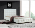 KING SINGLE PAULO LEATHER BED - WHITE