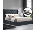 DOUBLE JACOB FABRIC GAS-LIFT STORAGE BED - CHARCOAL