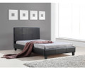 KING SINGLE HARLEY LEATHERETTE BED FRAME - BLACK