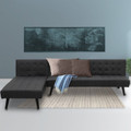 MONET 3-SEATER FAUX LEATHER SOFA BED LOUNGE CHAISE COUCH - BLACK