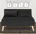 BRONT 3 SEATER FAUX VELVET SOFA BED COUCH - BLACK