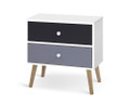 JOHNSON 2 DRAWER BEDSIDE TABLE - BLACK & WHITE (TWO-TONED)