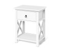 JOHNSON 1 DRAWER BEDSIDE TABLE SET OF 2 - WHITE