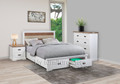 DROVER QUEEN 4 PIECE (TALLBOY) BEDROOM SUITE WITH 2 FOOT END DRAWERS - TWO TONE 