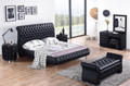 KING LUTHER LEATHERETTE BUTTONED OR DIAMONTE BED (MODEL: B104#) - ASSORTED COLOURS