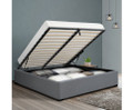 DOUBLE ARMANI FABRIC BED WITH GAS LIFT - GREY