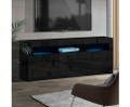 HAMILTON TV CABINET ENTERTAINMENT UNIT WITH RGB LED - 600(H) X 1600(W) X 350(D) - HIGH GLOSS BLACK