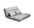 WARLEY 2 SEATER LINEN FABRIC  FLOOR LOUNGE SOFA BED  - LIGHT GREY