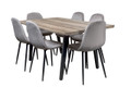 RICARDO 7 PIECE DINING SETTING - 1800(W) x 1000(D) - WARM OAK / TAUPE VELVET CHAIRS 