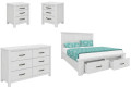 MILDRED DOUBLE OR QUEEN 5 PIECE (DRESSER) BEDROOM SUITE (6-12-15-9-14-1) - WHITE WASH