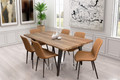 RICARDO 7 PIECE DINING SETTING WITH TAUPE DELUXE LEATHERETTE CHAIRS - 1800(W) x 1000(D) - WARM OAK