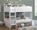 SINGLE OVER SINGLE CASTEL BUNK BED WITH SHELVES & DRAWERS - WHITE WITH GREYWASH