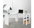  RAELIAN L-SHAPED COMPUTER DESK WITH 3 OPEN SHELVES - WHITE