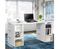 MAYVEN COMPUTER DESK WITH 3 TIER SHELVES - WHITE