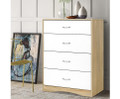 PYKE 4 DRAWER TALLBOY - WHITE & WOOD