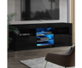  HAMILTON TV CABINET ENTERTAINMENT UNIT WITH RGB LED - 600(H) X 1600(W) X 350(D) - HIGH GLOSS BLACK