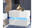 HAMILTON 2 DRAWER BEDSIDE TABLE WITH RGB LED – HIGH GLOSS WHITE - 1 ONLY ONLINE SPECIAL - READY TO GO