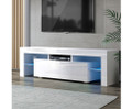 HAMILTON TV CABINET ENTERTAINMENT UNIT WITH RGB LED - 450(H) x 1300(W) - HIGH GLOSS WHITE