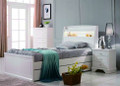 KING SINGLE HALIMA BED WITH KING SINGLE TRUNDLE (LS-716 KS) - IVORY WHITE