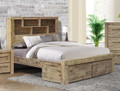 KING WINSLOW ACACIA BED WITH BOOKCASE AND 2 FOOTEND DRAWERS - AS PICTURED