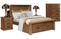 KING OAKLEY TIMBER BED FRAME WITH 2 UNDERBED STORAGE DRAWRERS - TUSCAN