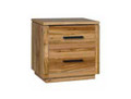 MELRILLE 2 DRAWER BEDSIDE TABLE - 565(H) x 550(W) x 400(D) - WORMY CHESTNUT