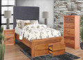 ECCLISE QUEEN 4 PIECE (TALLBOY) BEDROOM SUITE WITH UNDERBED STORAGE DRAWERS (WITH BEDHEAD) - BLACKWOOD