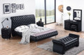 LUTHER DOUBLE OR QUEEN 5 PIECE (DRESSER) LEATHERETTE BUTTONED OR DIAMONTE BEDROOM SUITE (MODEL:B104#) - ASSORTED COLOURS