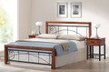 DOUBLE FRANKLIN TIMBER AND METAL BED - ANTIQUE OAK / PLATINUM BLACK