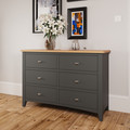 EMMETT 6 DRAWERS LOWBOY (GA-6DC-G) - 780(H) x 1150(W) x 400(D) - GREY / LIGHT OAK (2 TONE)