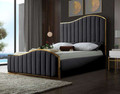 SINGLE BENICIA LEATHERETTE / LINEN / VELVET FANCY BED WITH METAL BEDHEAD FRAME - ASSORTED COLOURS