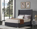 KING SINGLE SCHUYLKILL LEATHERETTE / LINEN / VELVET WINGED BED  - ASSORTED COLOURS