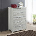 VAUGHAN 5 DRAWER TALLBOY - 1155(H) X 808(W) x 450(D) - WHITE ASH