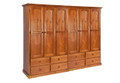 MUDGEE (AUSSIE MADE) WARDROBE WITH 6 DOORS / 8 DRAWERS - 1900(H) X 2600(W) - PIGEON PAIRED (2 SECTION) - ASSORTED COLOURS (BALTIC - AS PICTURED)