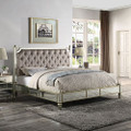 QUEEN GABBY MIRRORED BED FRAME  - SILVER