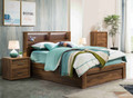 DOUBLE CHANIA (LS-211D) BOOKEND BED WITH 3 DRAWER OR SIDE GAS LIFT OR FRONT GAS LIFT - RUSTIC WALNUT